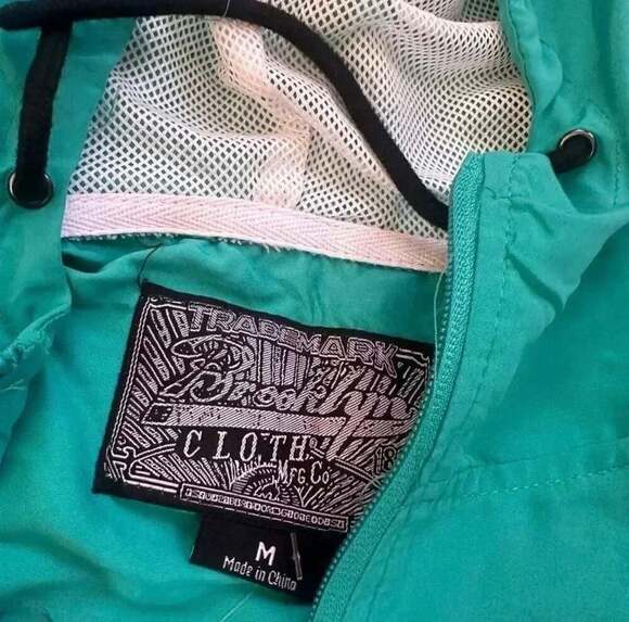 Brooklyn Cloth Hustle Simple Life Anorak Hoodie Windbreaker Jacket Teal Size M - Picture 6 of 7